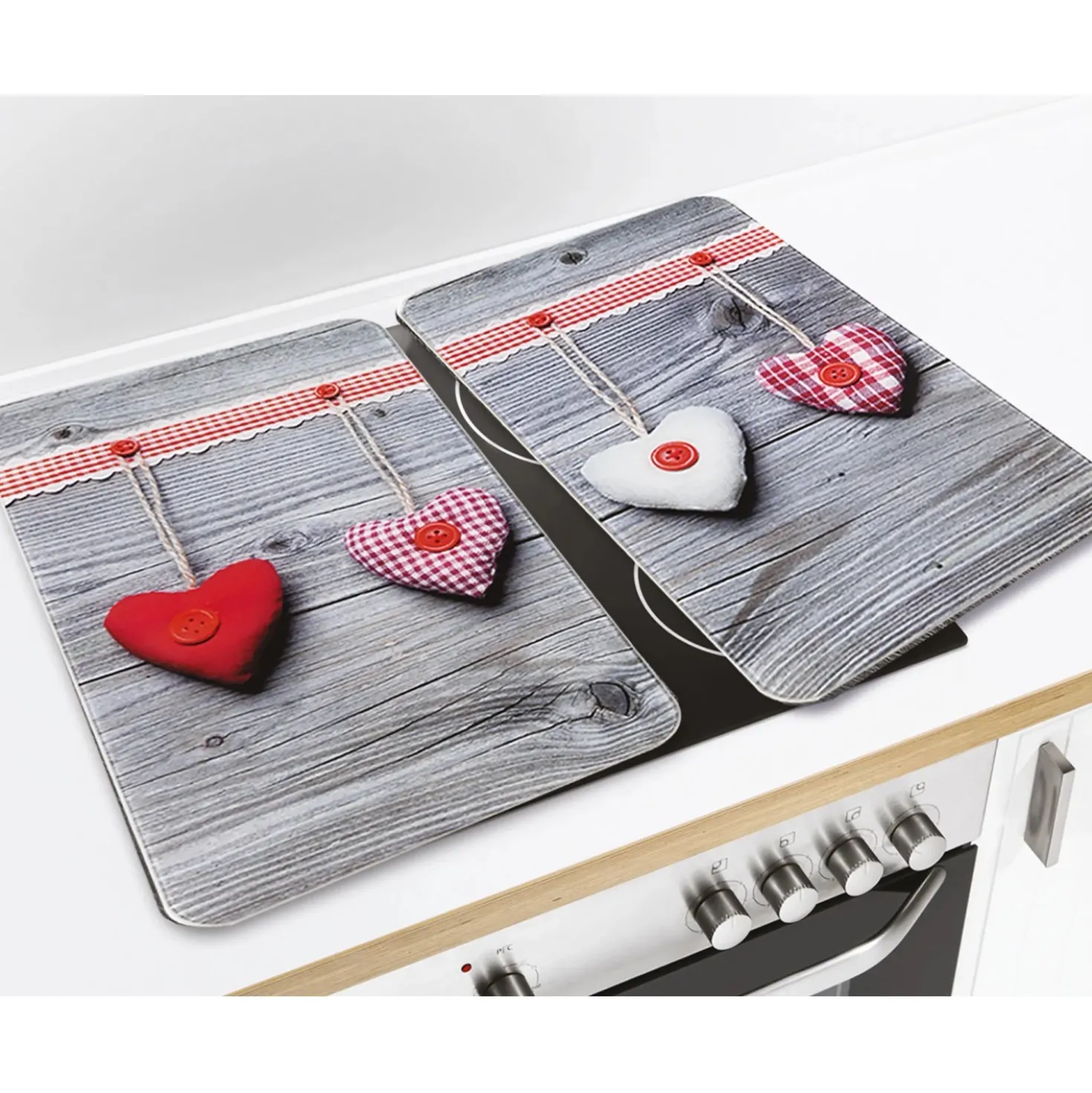 Coprifornelli in vetro Universal Cuori 30x52 cm 2 pz