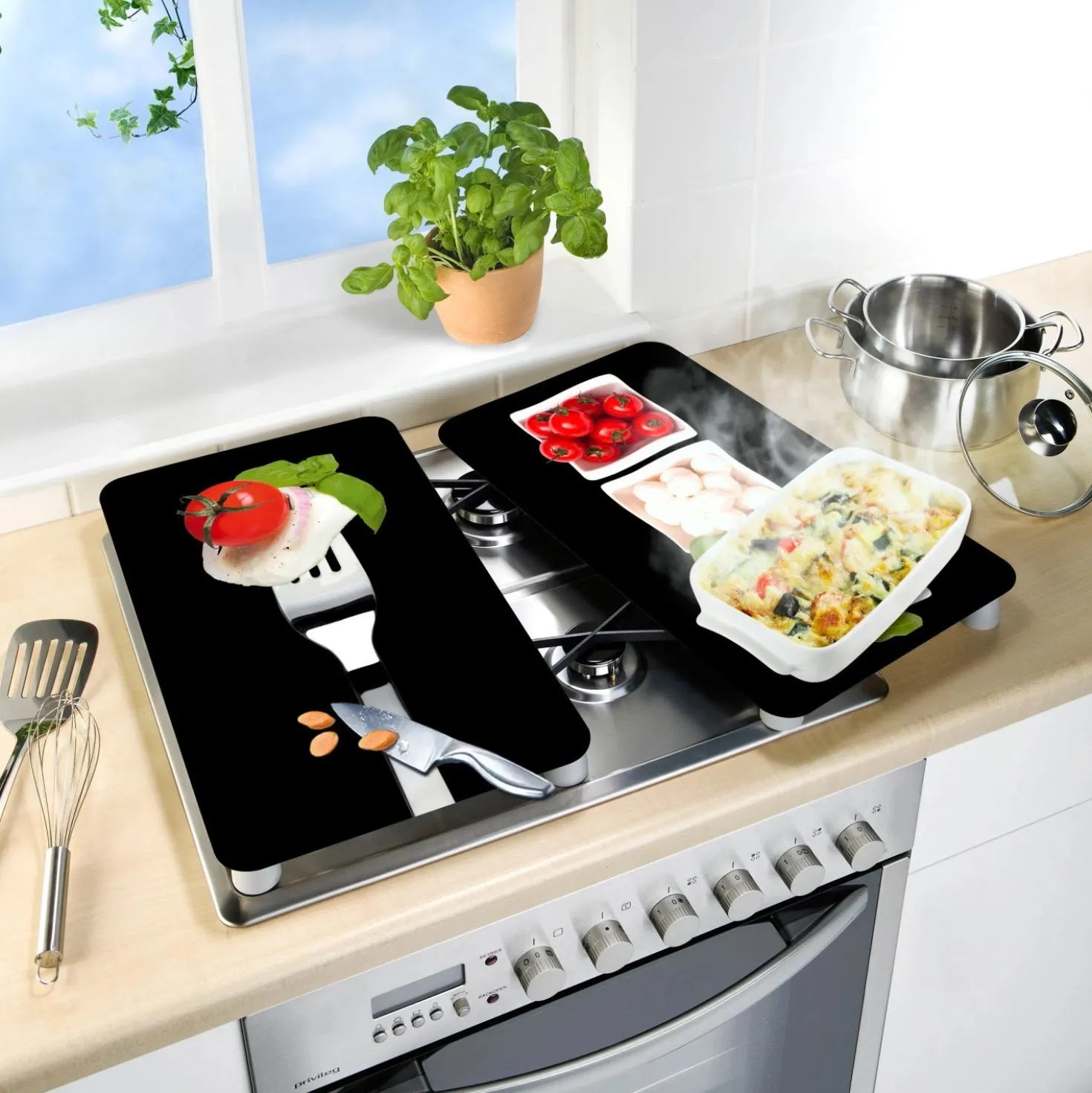 Coprifornelli in vetro Universal Caprese 30x52 cm 2 pz