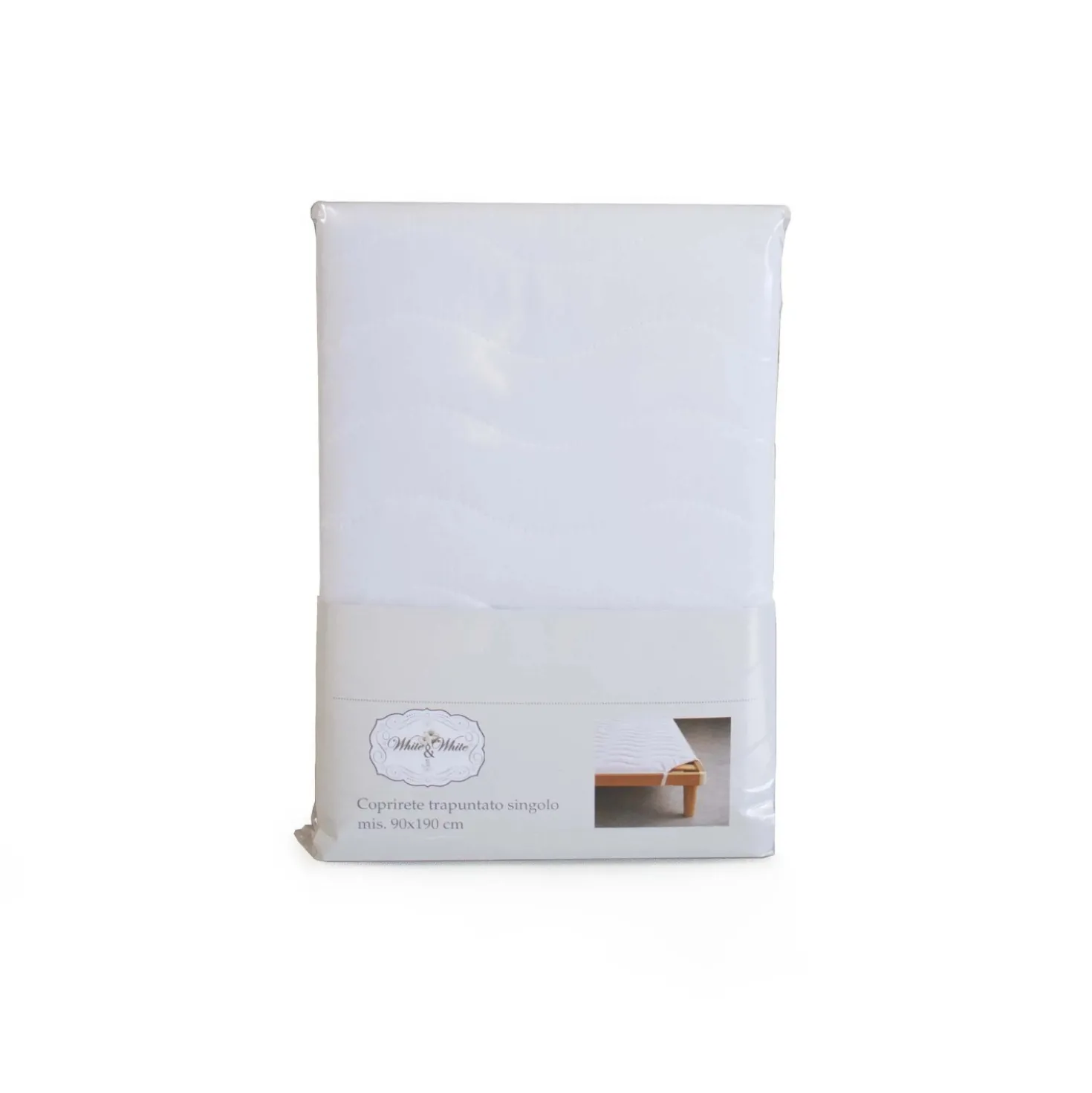 Coprirete in microfibra trapuntato singolo 190x190 cm bianco
