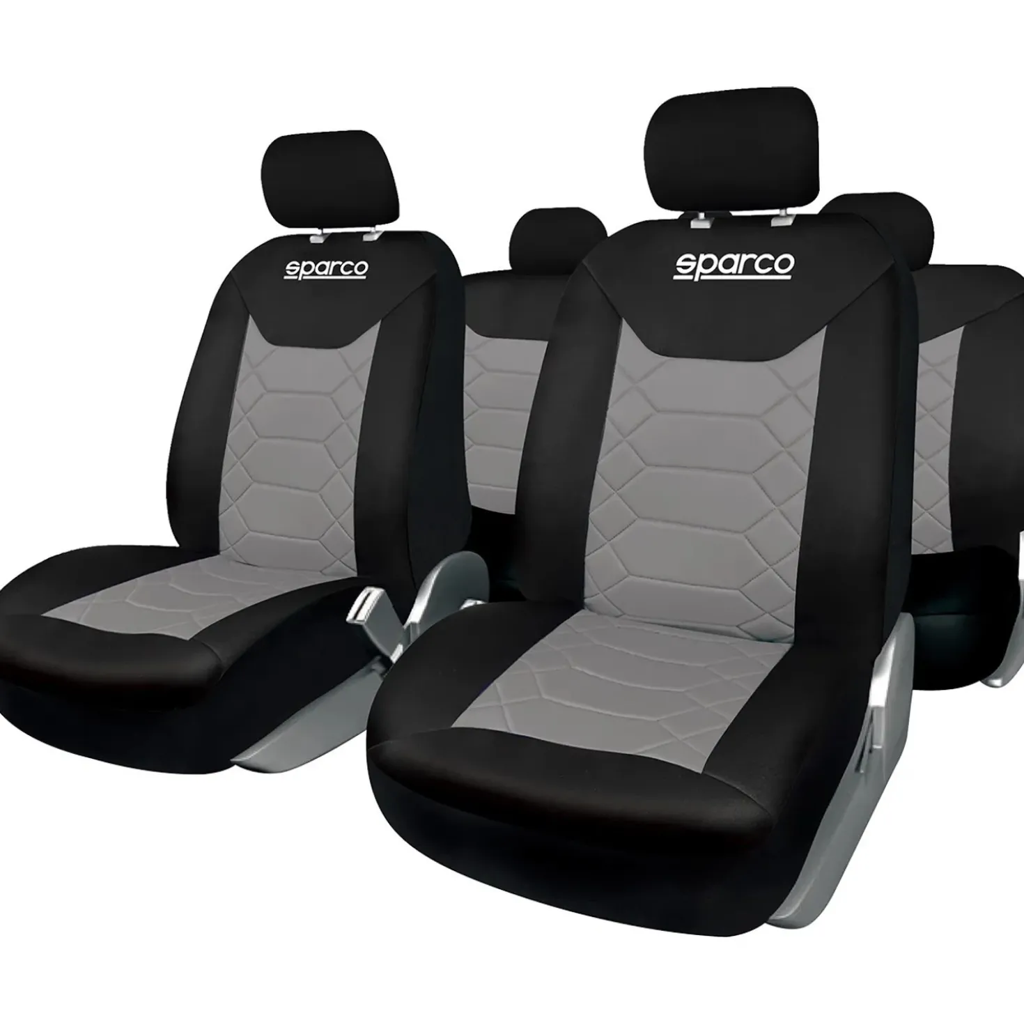 Coprisedili auto Linea S set completo 5 teste nero e grigio