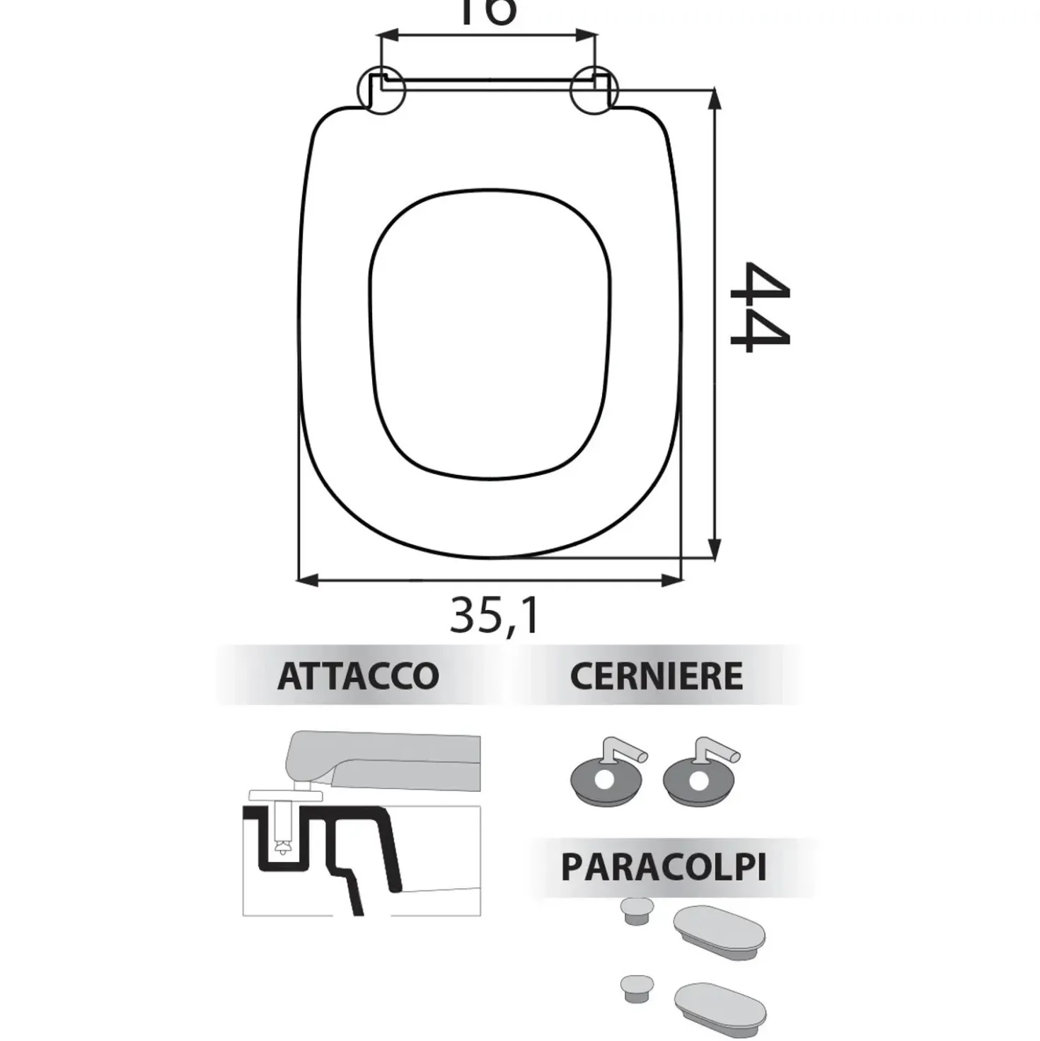 Copriwater a D SIT701FTP in termoindurente dedicato bianco