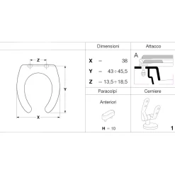 Copriwater ovale per disabili Sagittario in mdf poliesterato bianco