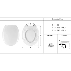 Copriwater ovale Piave in termoindurente bianco