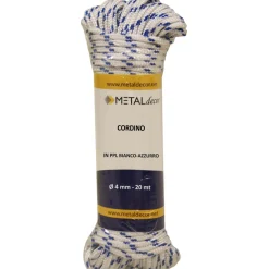 Corda in polipropilene ø 4 mm x 20 mt bianca/azzurra