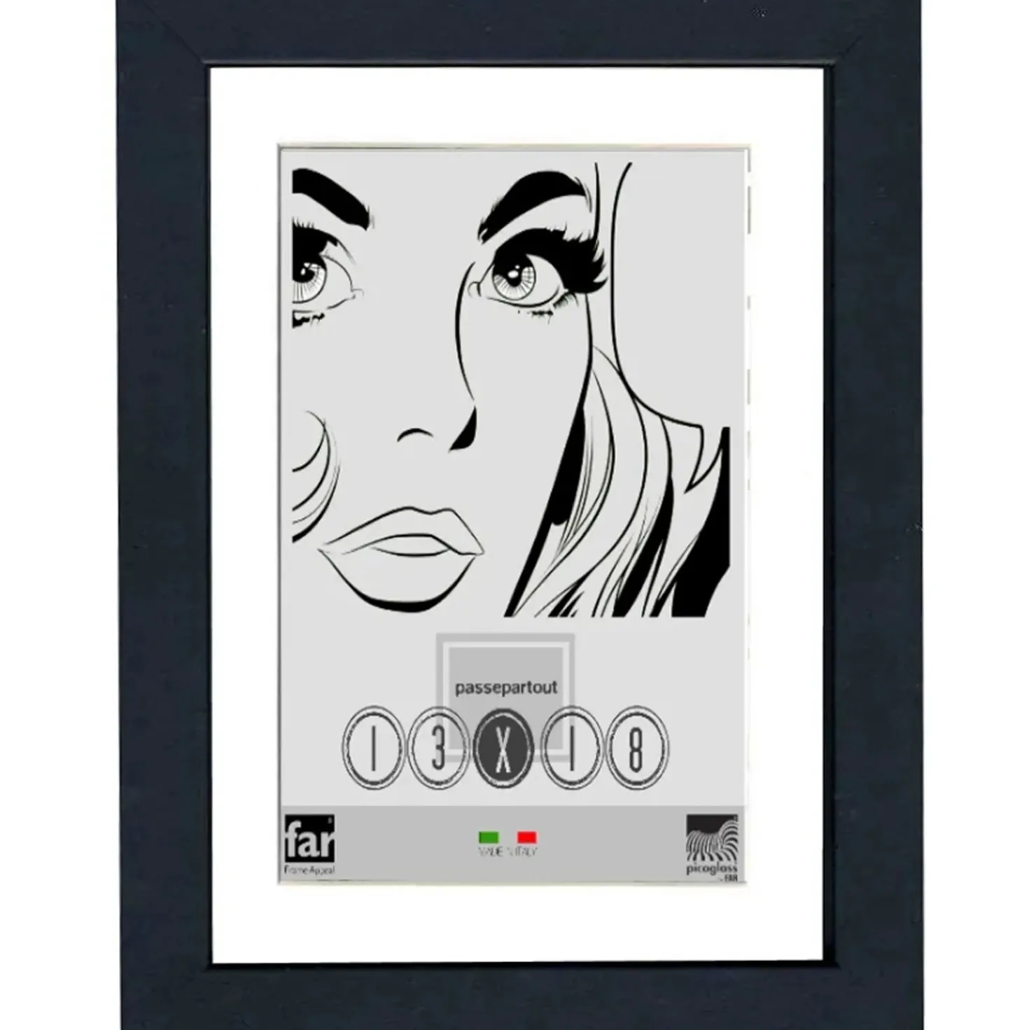 Cornice da muro Boyd con passpartout nero 40x50 cm