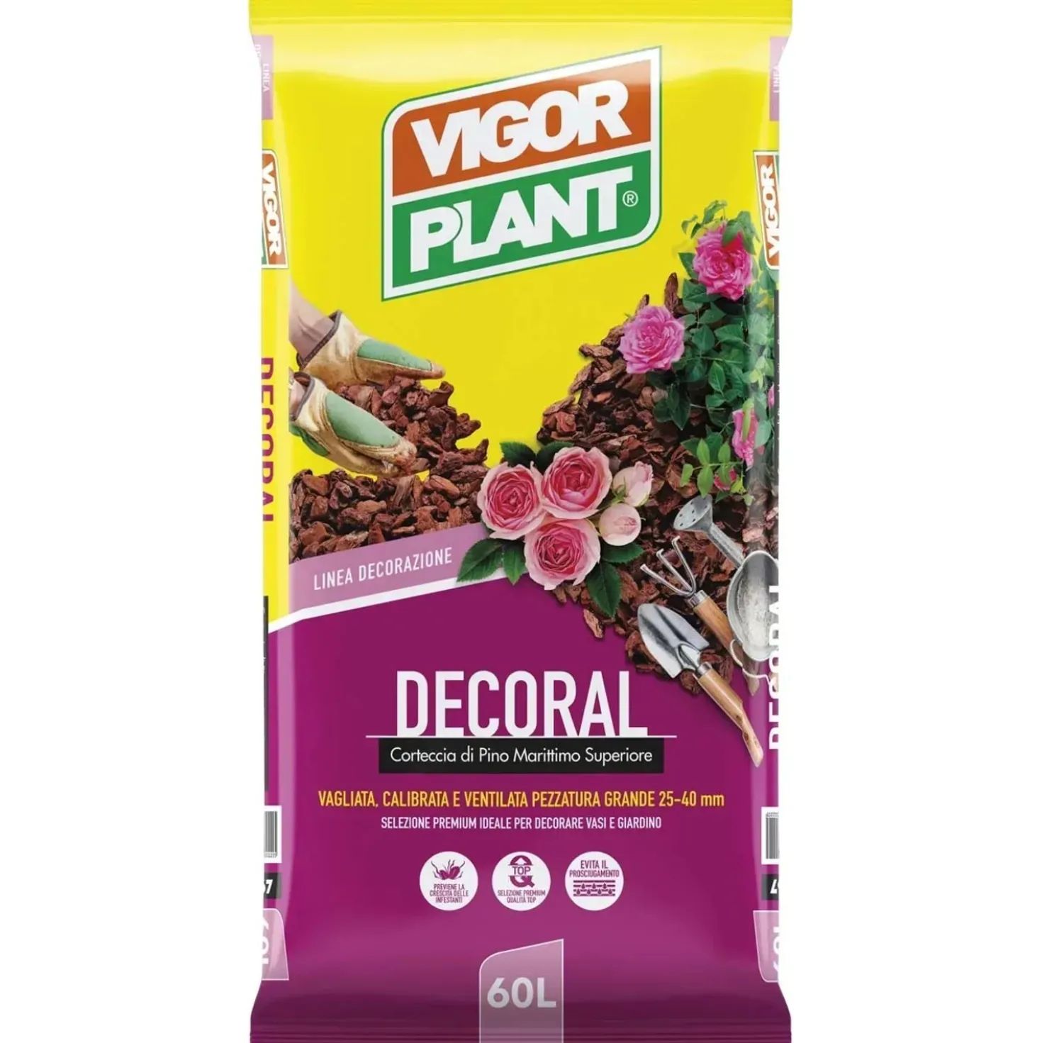 Corteccia di pino marittimo superiore Vigorplant Decoral 60 l