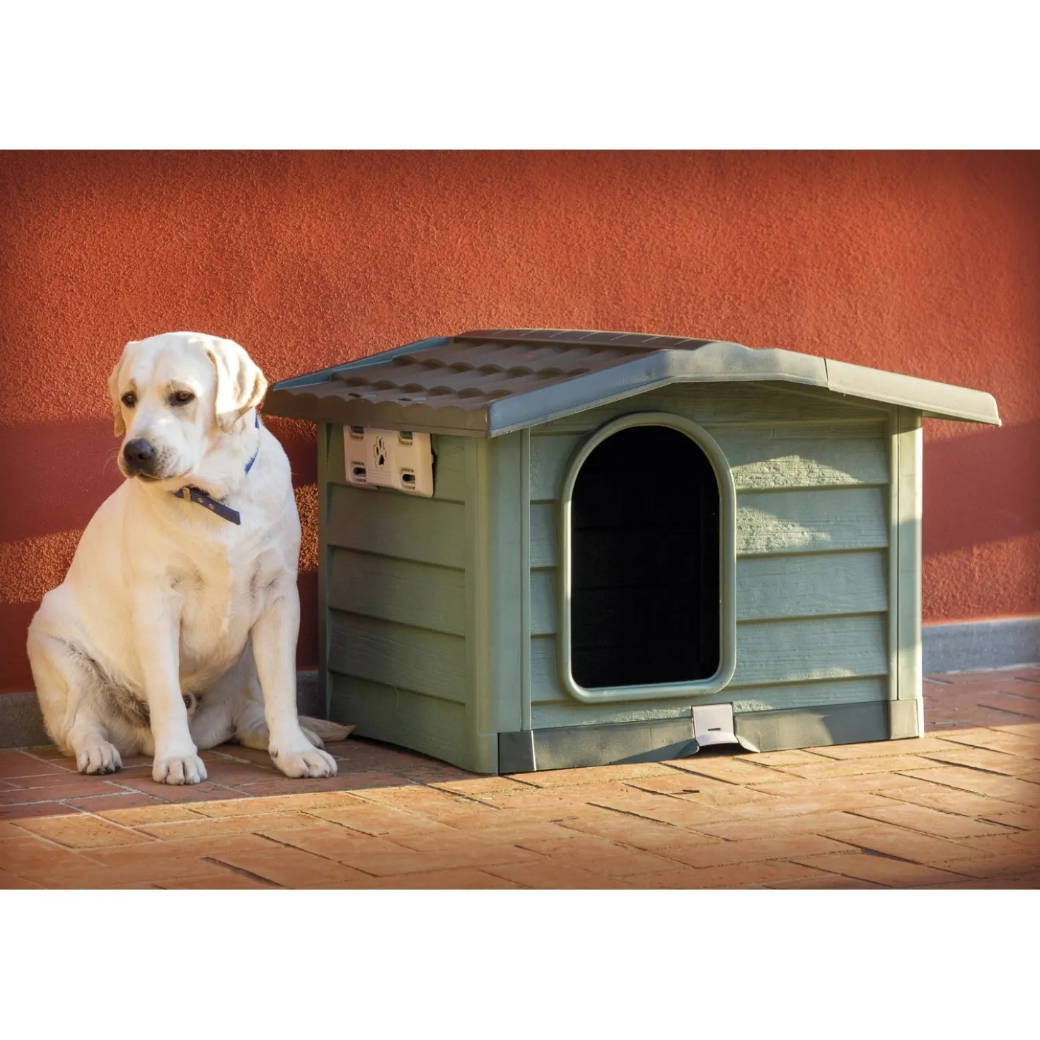 Cuccia per cani in plastica Bungalow Medium verde 89x75x62 cm