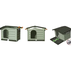 Cuccia per cani in plastica Bungalow Medium verde 89x75x62 cm