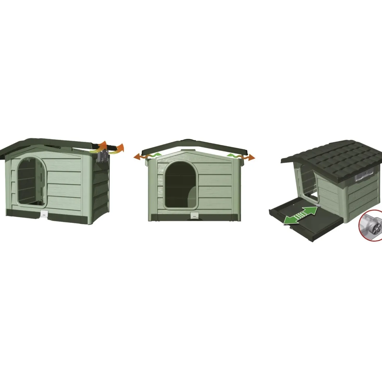 Cuccia per cani in plastica Bungalow Medium verde 89x75x62 cm