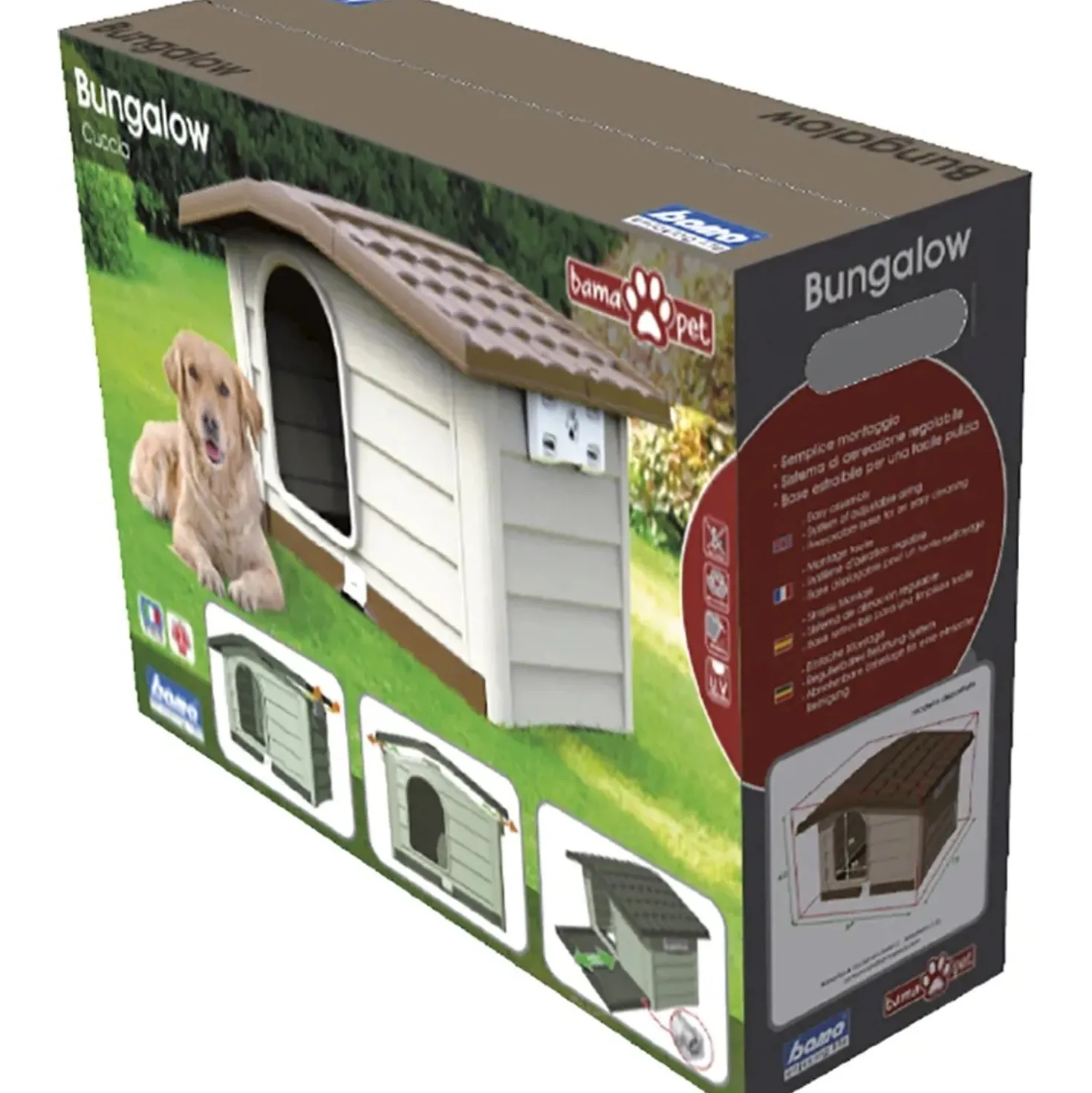 Cuccia per cani in plastica Bungalow Medium verde 89x75x62 cm
