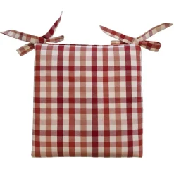 Cuscino coprisedia sfoderabile con lacci quadri 40x40x5 cm rosso