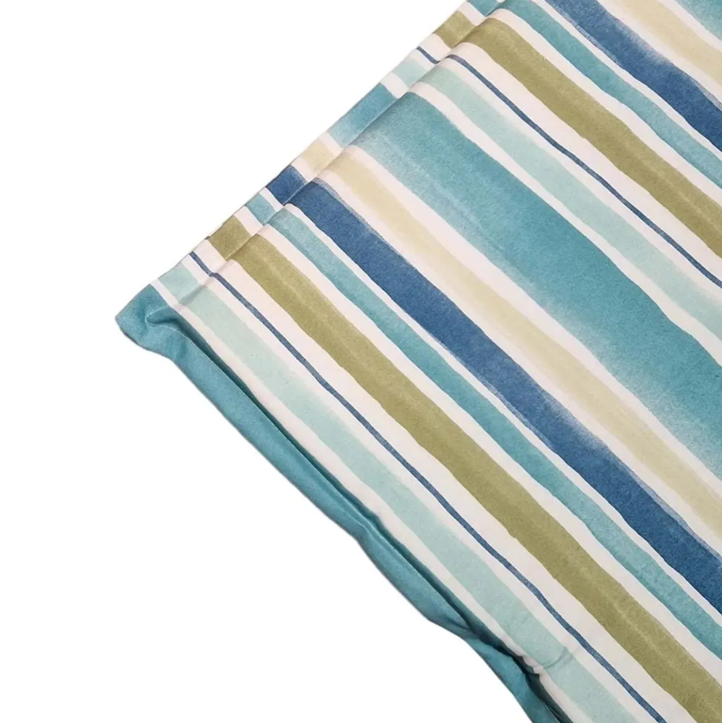Cuscino per sedia a spalla alta con aletta righe azzurre 112x48 cm