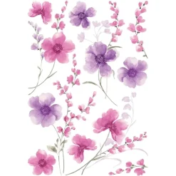 Decorazione adesiva per parete fiori viola 47x65 cm