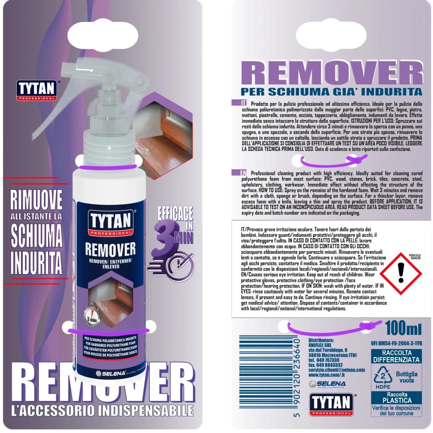 Detergente per schiuma già indurita REMOVER KIT blister 100 ml