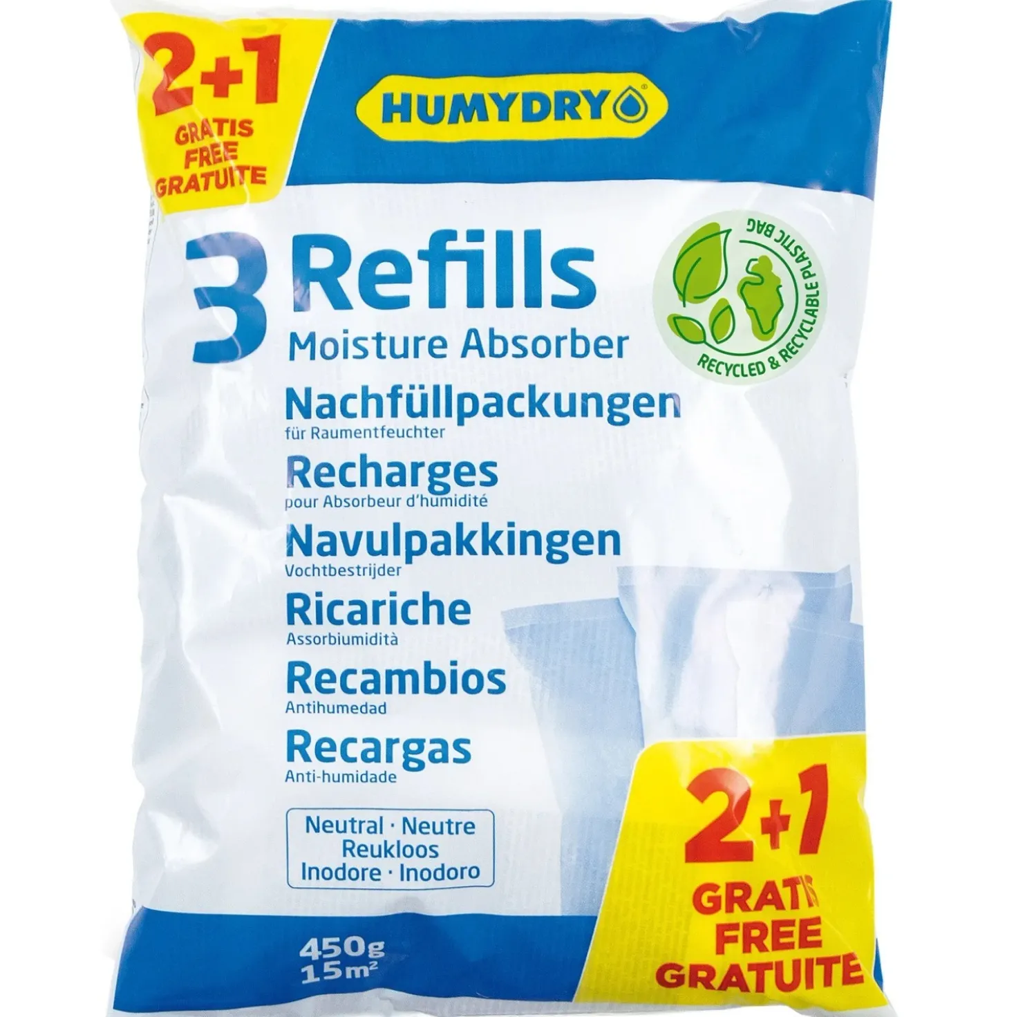 Deumidificatore per ambienti Humydry ricarica 450 g 3 pz