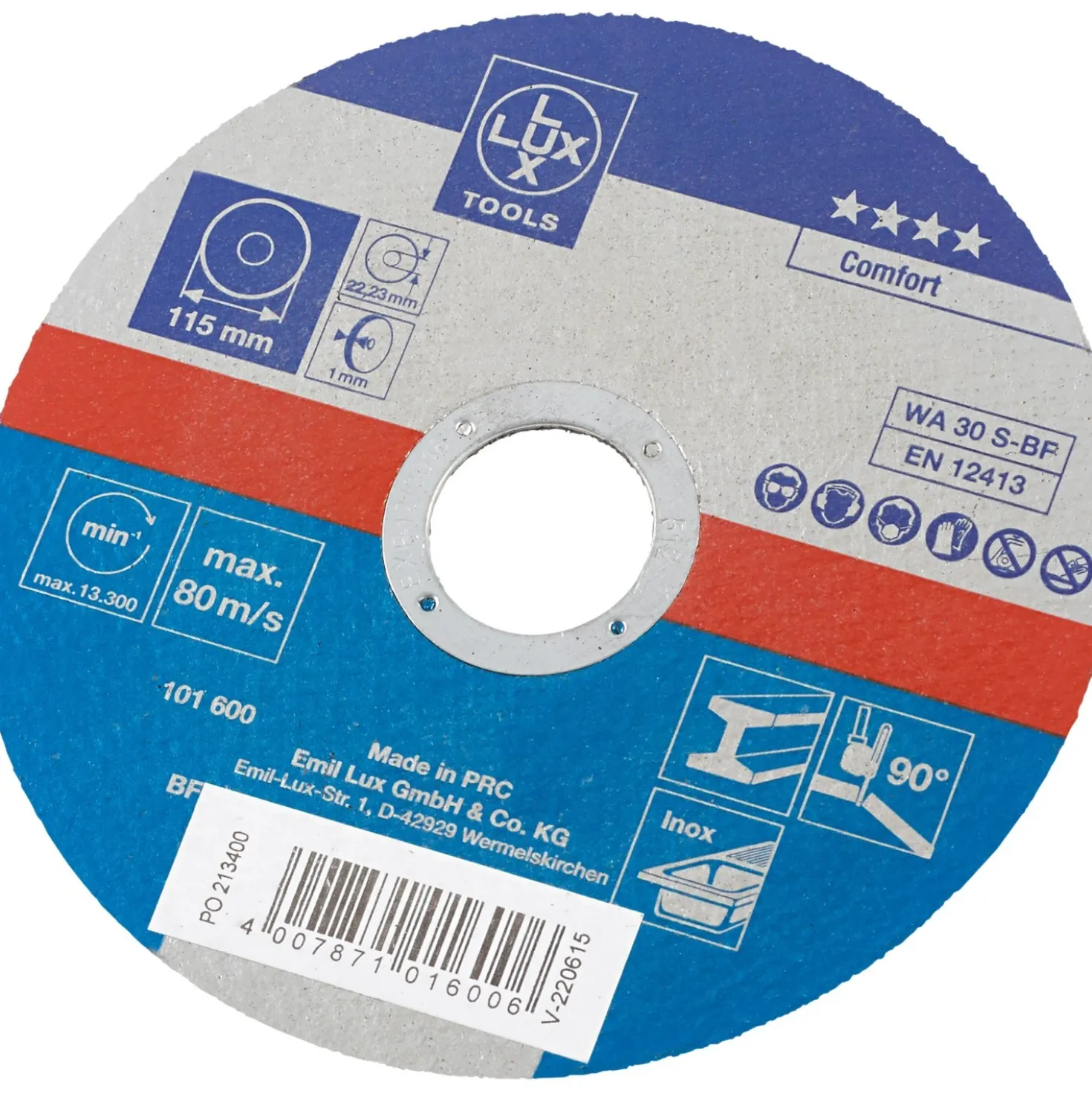 Disco da taglio in fibra per acciaio LUX-TOOLS Ø 115 mm