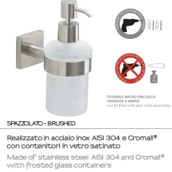Dispenser sapone Fuji in acciaio e cromall spazzolato