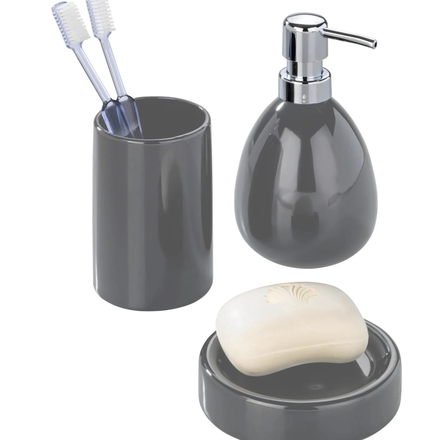 Dispenser sapone Polaris in ceramica grigio