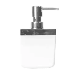 Dispenser sapone quadro Ivory in plastica bianco/cromo
