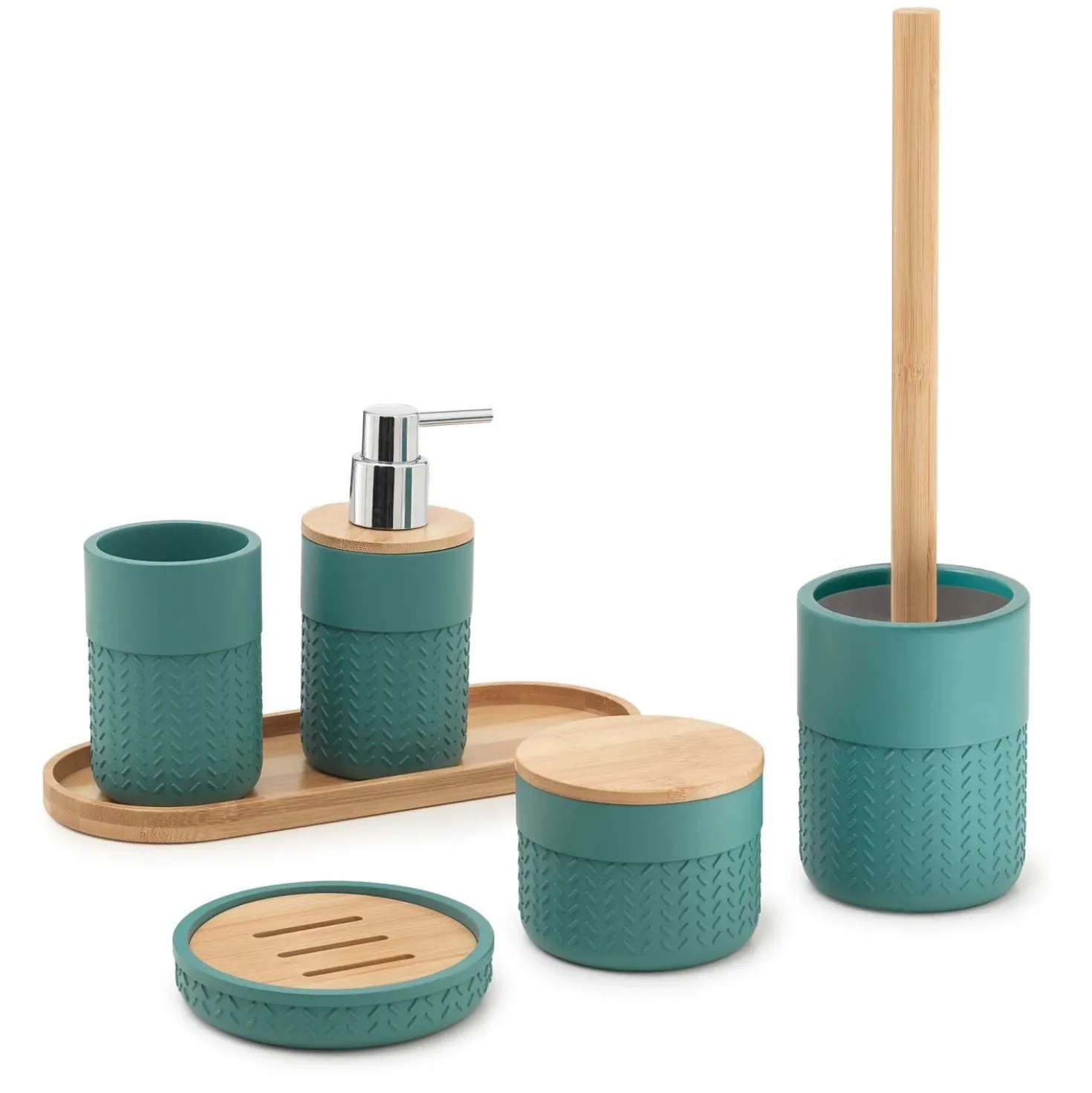 Dispenser sapone Thea in resina e bambù verde/naturale