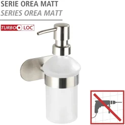 Dispenser sapone Wenko Turbo-Loc Orea adesivo in acciaio inoxopaco 200 ml