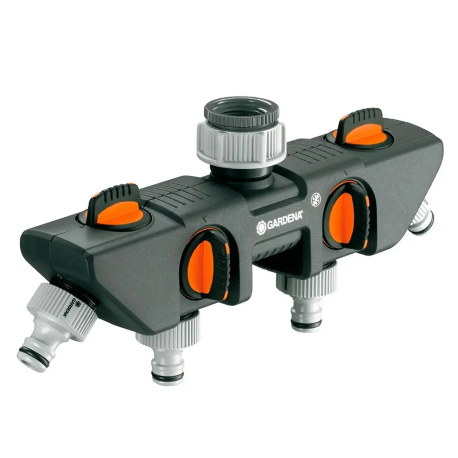 Distributore a 4 vie Gardena per rubinetti da 33.3 mm (G1") e 26,5 mm (G3/4")