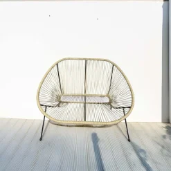 Divanetto da giardino impilabile rattan sintetico 115x74x88 cm naturale