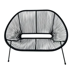 Divanetto da giardino impilabile rattan sintetico 115x74x88 cm nero