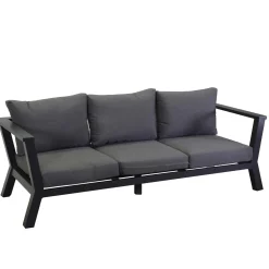Divano da esterno 3 posti Riverton in alluminio antracite 193x78x84 cm