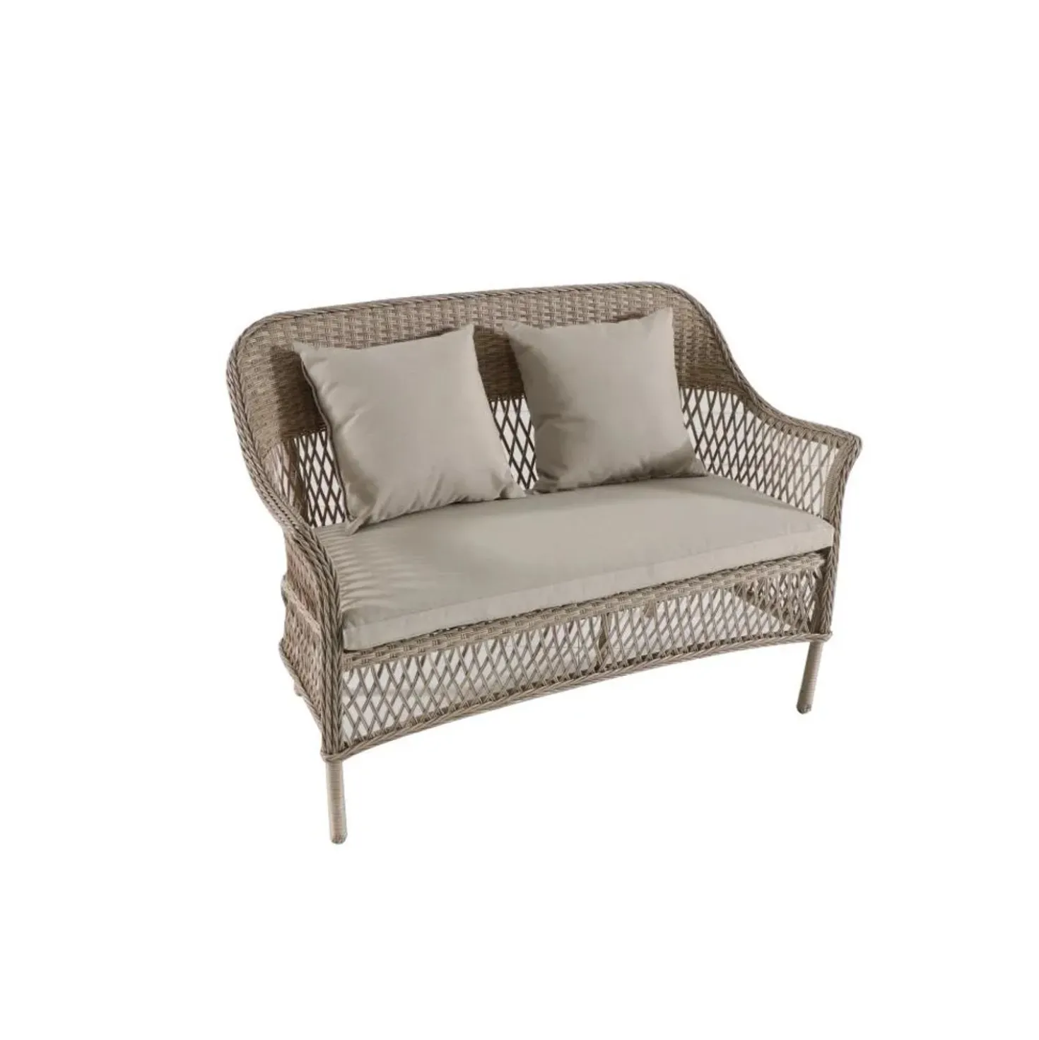 Divano da esterno in rattan con cuscino Roslyn 2 posti 117x65x87cm