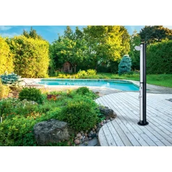 Doccia da giardino nero 35 l con lavapiedi