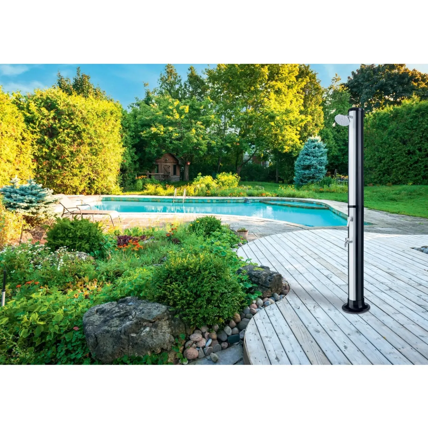Doccia da giardino nero 35 l con lavapiedi