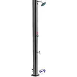 Doccia da giardino solare in PVC nero e argento 20 l con rubinetto lavapiedi