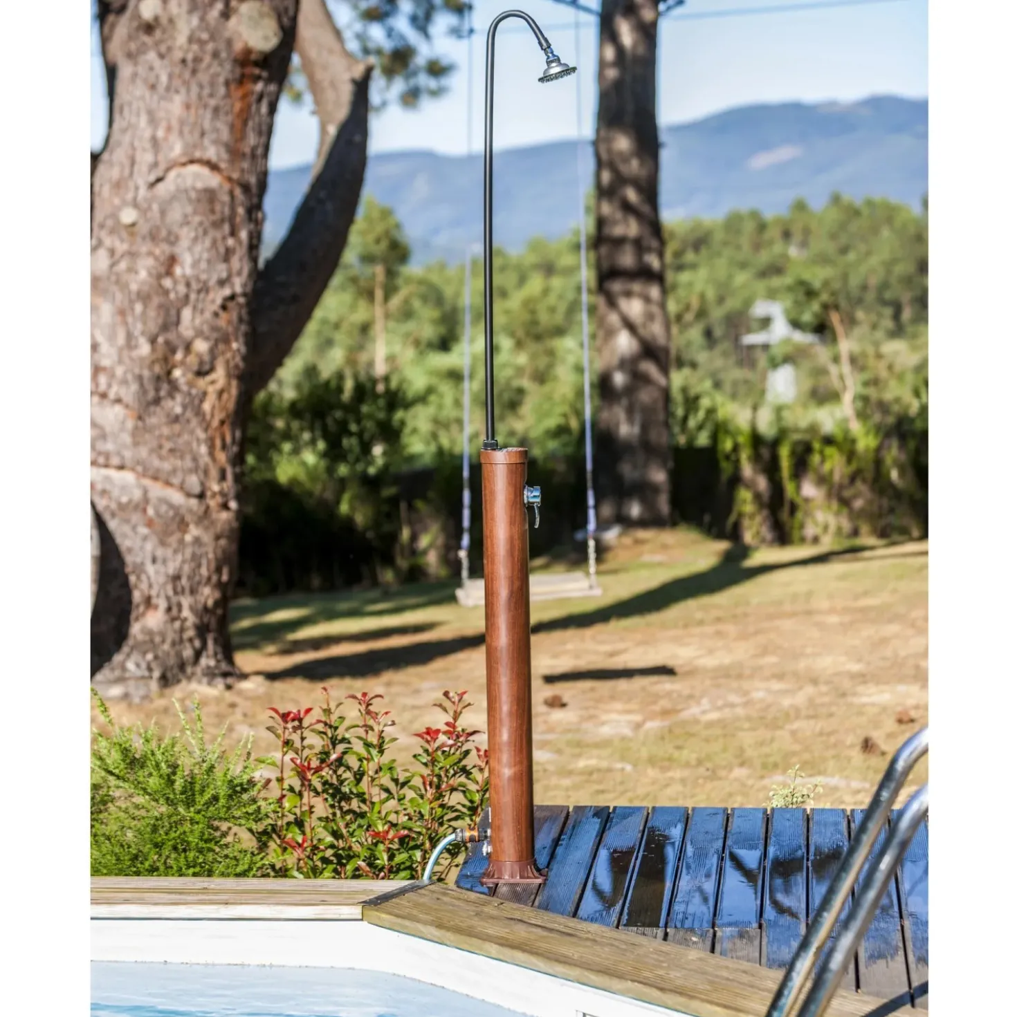Doccia da giardino solare in PVC effetto legno 20 l