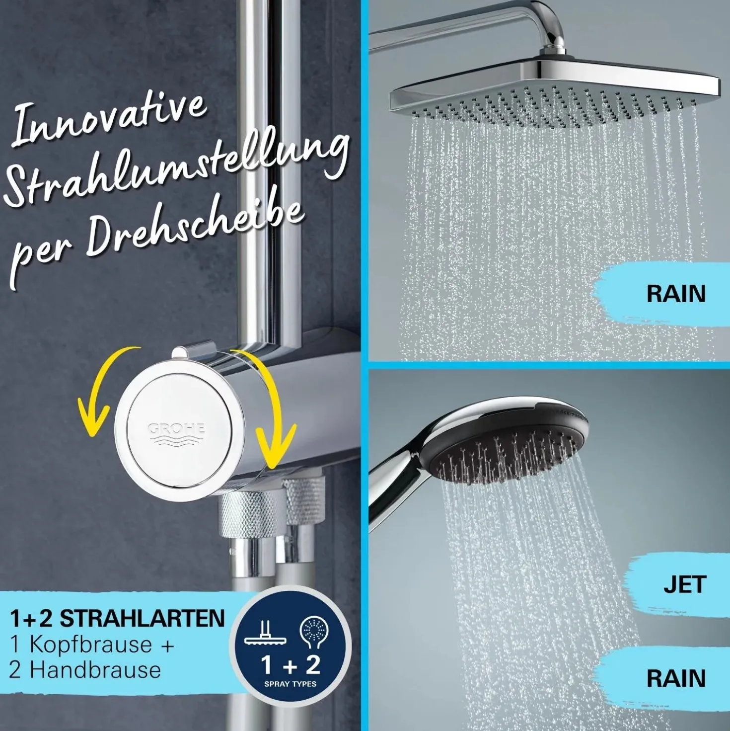 Doccia Grohe Vitalio Start 250 Cube Flex con deviatore
