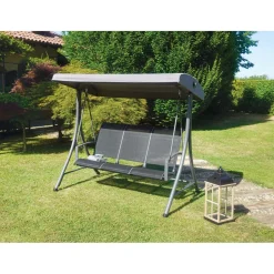 Dondolo da giardino antracite e nero 3 posti