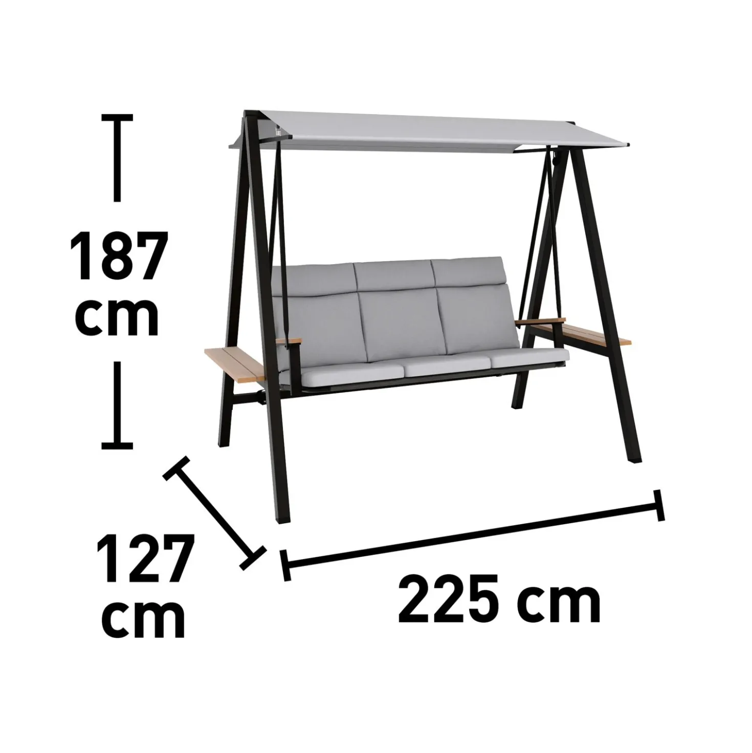 Dondolo da giardino Summerdale grigio 3 posti