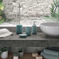 Dosasapone bagno Marika in ceramica 400 ml azzurro polvere
