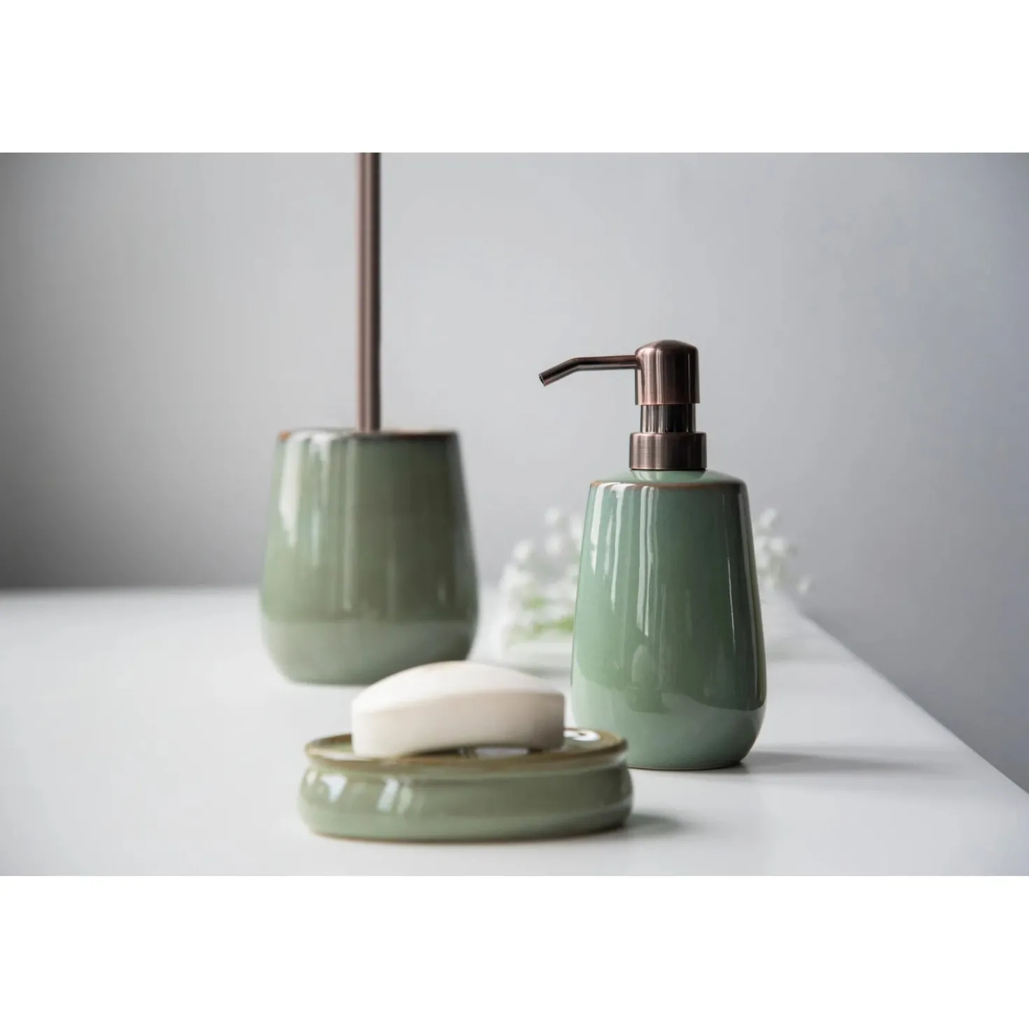 Dosatore di sapone Wenko Sirmione in ceramica verde