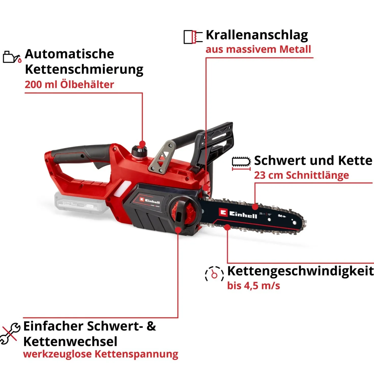 Elettrosega a batteria Einhell GE-LC 18 V Li - Solo corpo macchina