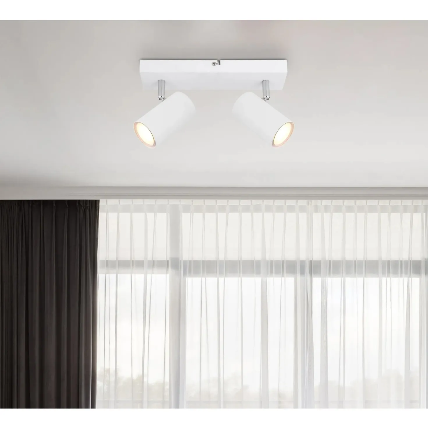 Faretto 2 luci Globo Robby 26x6x12 cm bianco