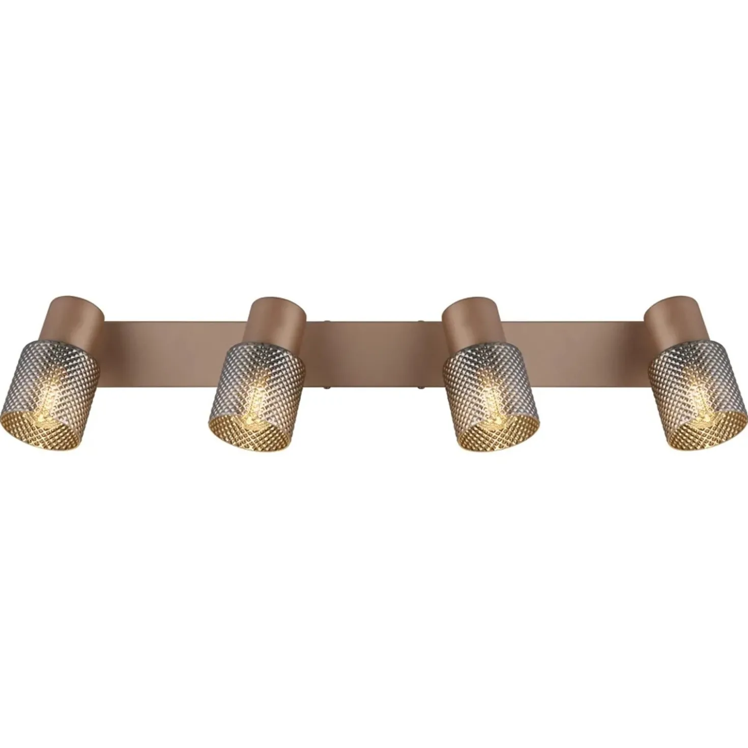 Faretto 4 luci Globo Satella 56x12x12,5 cm metallo caffè satinato