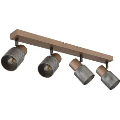 Faretto 4 luci Globo Satella 56x12x12,5 cm metallo caffè satinato