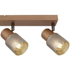 Faretto 4 luci Globo Satella 56x12x12,5 cm metallo caffè satinato