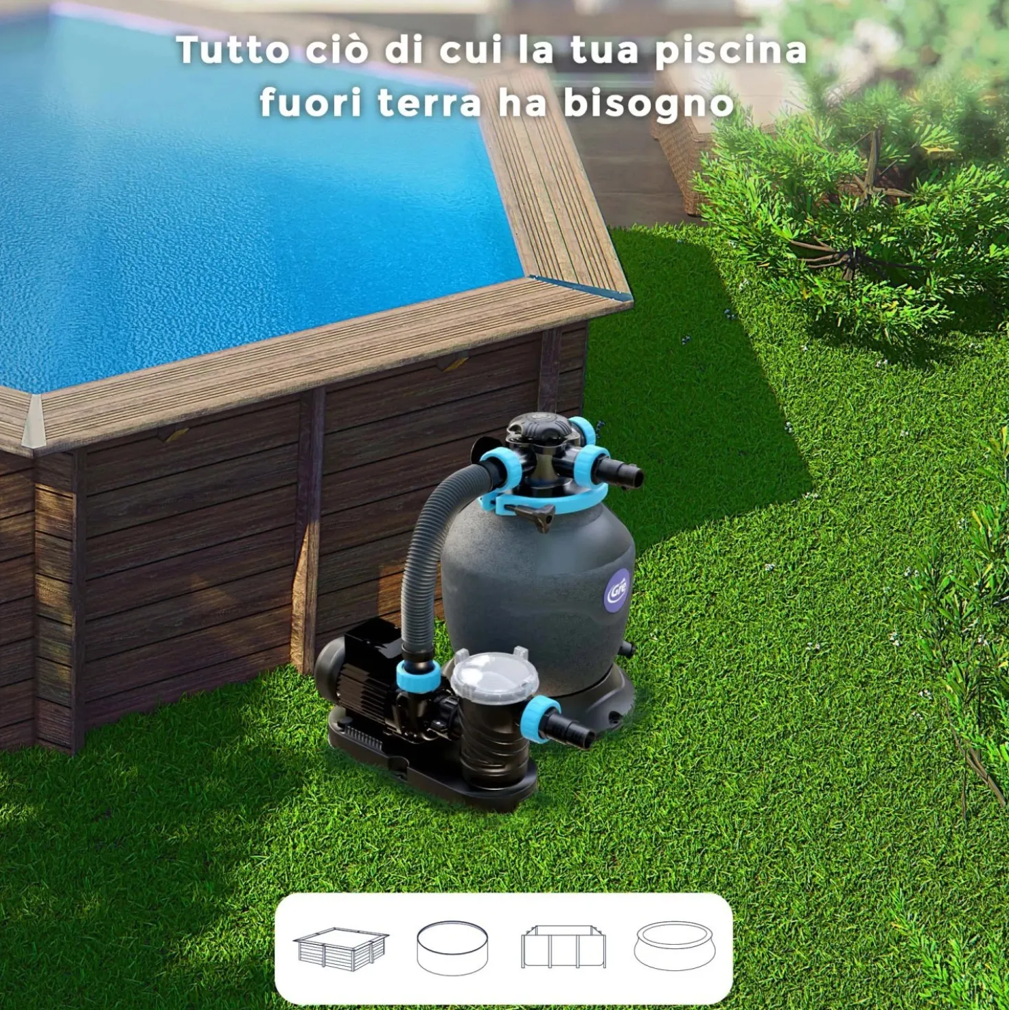 Filtro a sabbia da 6m³/h con prefiltro