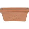 Fioriera con decoro oliva 33x15x14 cm terracotta