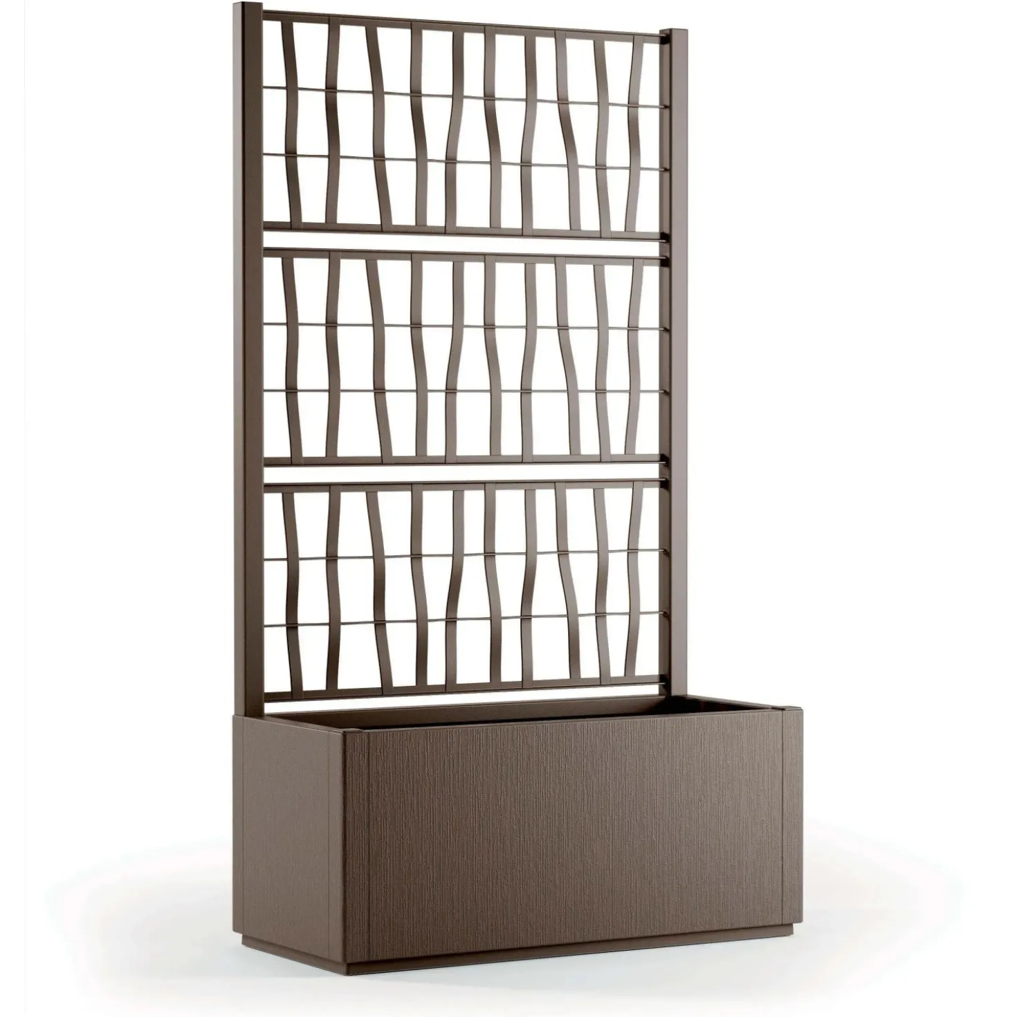 Fioriera da esterno c/grigliato Ethica in plastica tortora H140x80x36 cm
