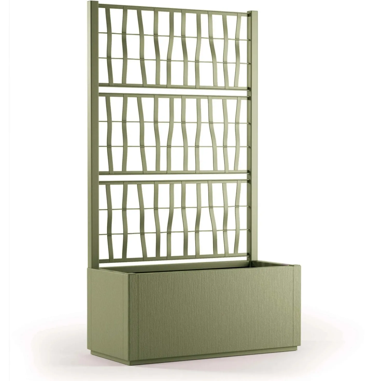 Fioriera da esterno c/grigliato Ethica in plastica verde oliva H140x80x36 cm