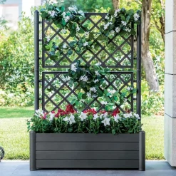 Fioriera da esterno con grigliato Stefanplast plastica Antracite 100x43x142 cm