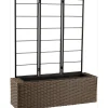 Fioriera da esterno con grigliato in polyrattan antracite 69x21x87 cm
